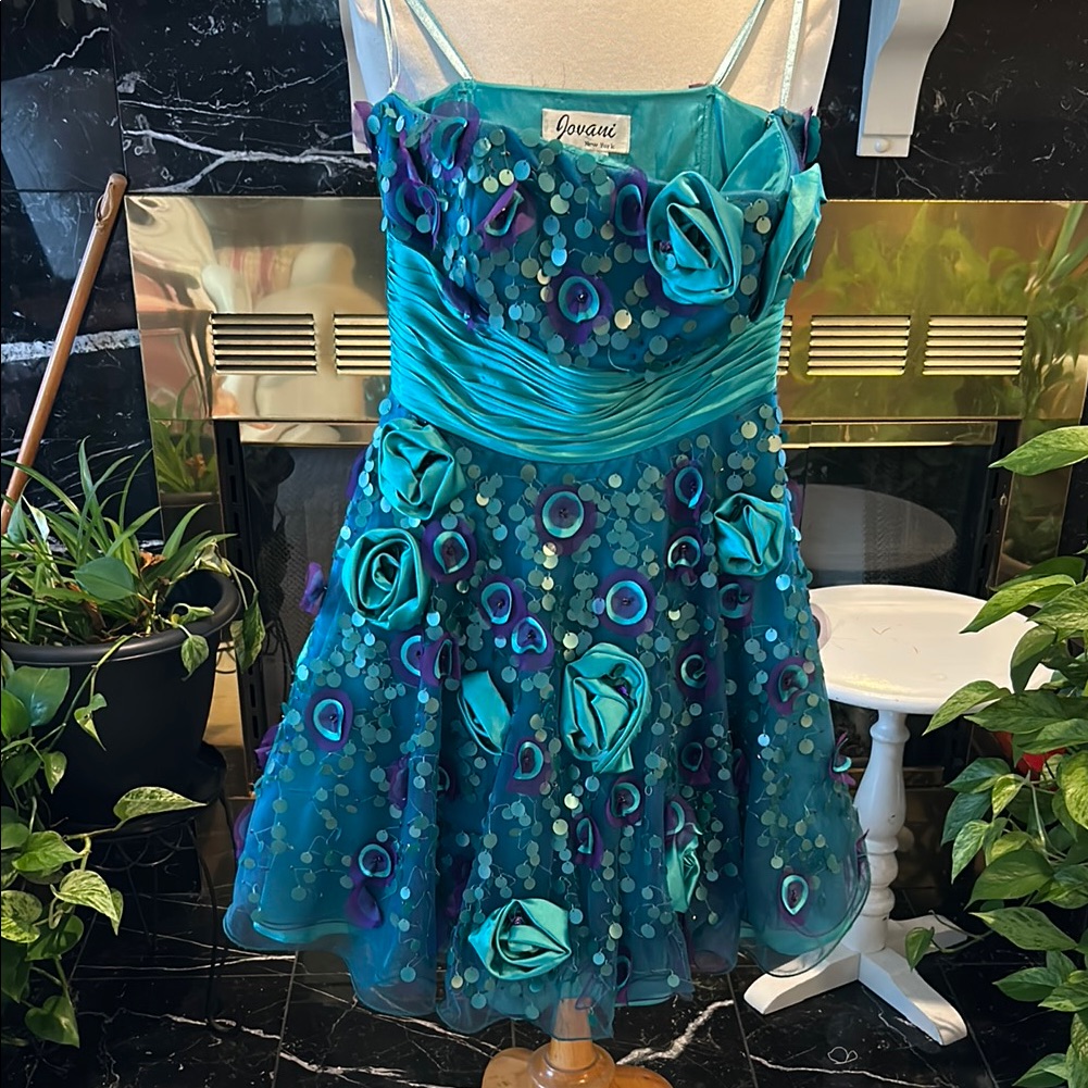 Jovani Blue Strapless Sweetheart Prom Dress